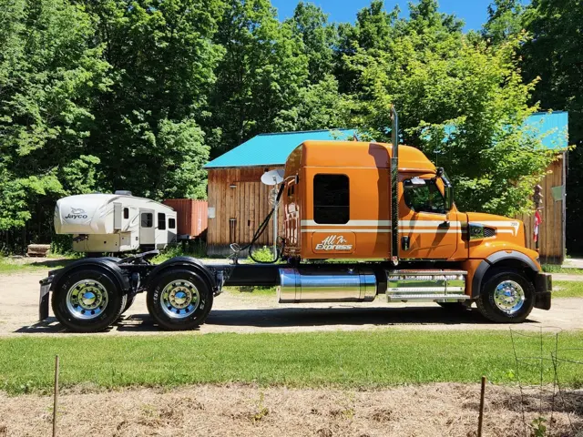 Orange heavy haul tractor