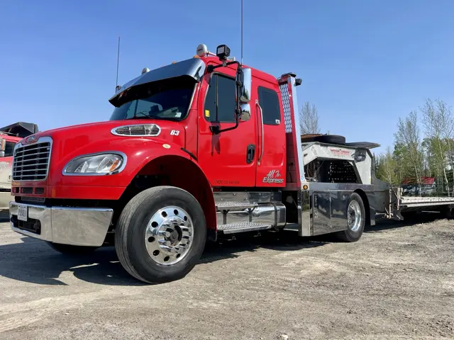 Red Freightliner close-up