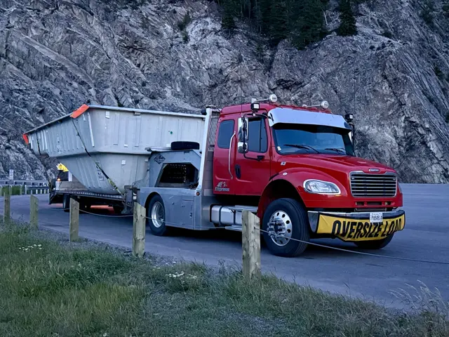 Oversize load on a mountain highway